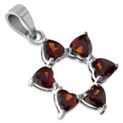 Heart Shape Garnet CZ Star David Pendant, p345